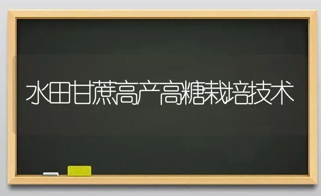 水田甘蔗高产高糖栽培技术 | 养殖知识