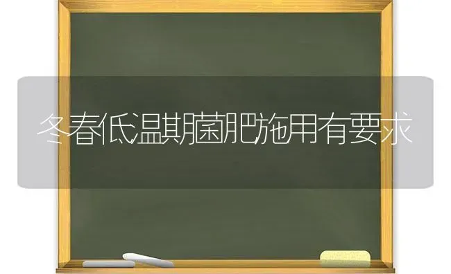 冬春低温期菌肥施用有要求 | 养殖技术大全