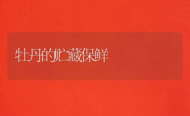 牡丹的贮藏保鲜 | 养殖知识