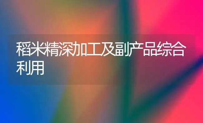 稻米精深加工及副产品综合利用 | 养殖技术大全