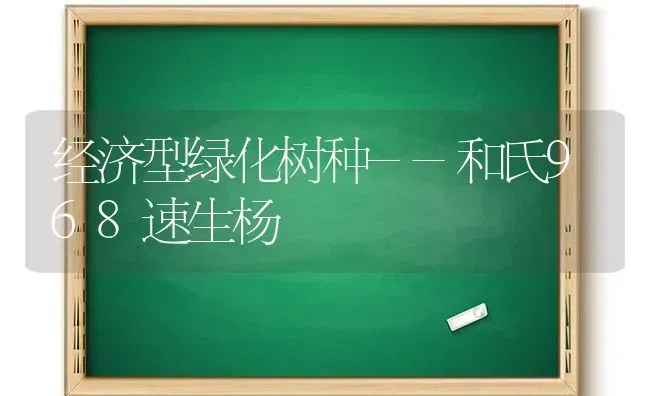 经济型绿化树种--和氏968速生杨 | 养殖技术大全