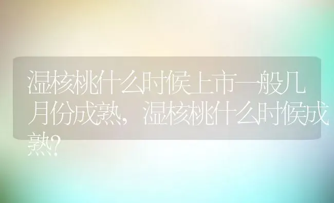 湿核桃什么时候上市一般几月份成熟,湿核桃什么时候成熟？ | 养殖科普