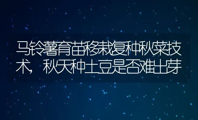 马铃薯育苗移栽复种秋菜技术,秋天种土豆是否难出芽 | 养殖学堂