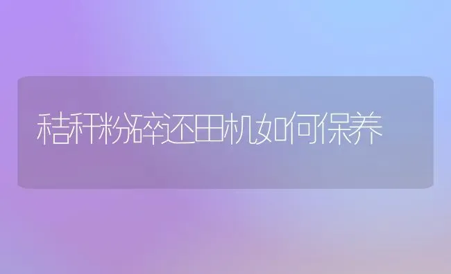 秸秆粉碎还田机如何保养 | 养殖知识