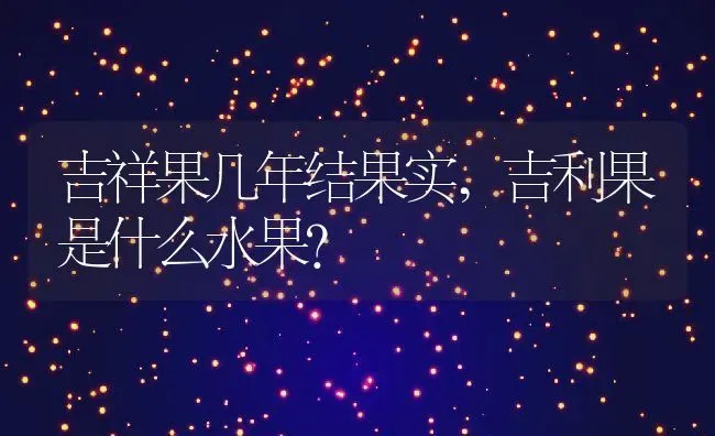 吉祥果几年结果实,吉利果是什么水果？ | 养殖科普
