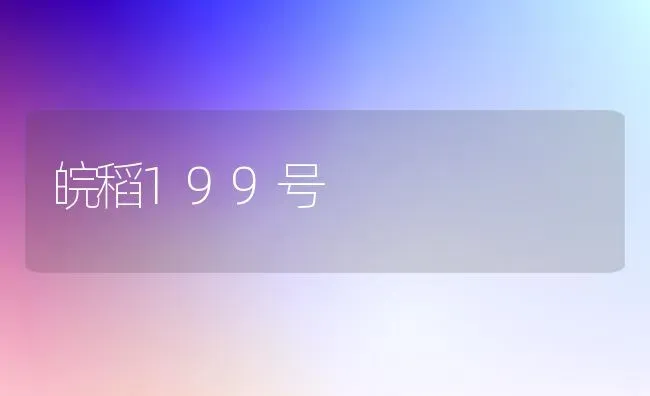 皖稻199号 | 养殖技术大全