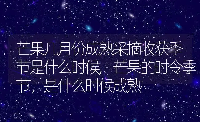 芒果几月份成熟采摘收获季节是什么时候,芒果的时令季节，是什么时候成熟 | 养殖学堂