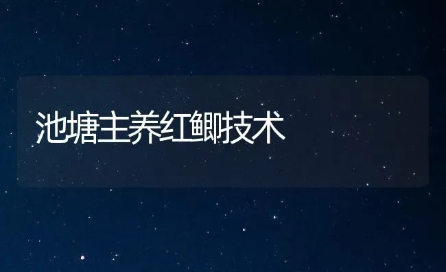 池塘主养红鲫技术 | 养殖技术大全