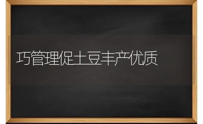 巧管理促土豆丰产优质 | 养殖技术大全