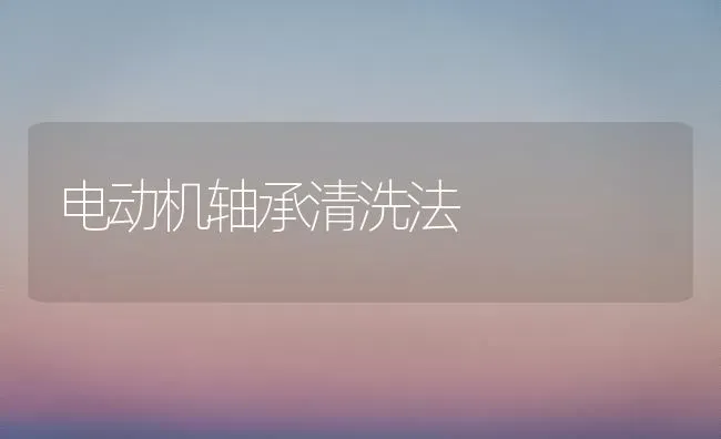 电动机轴承清洗法 | 养殖知识