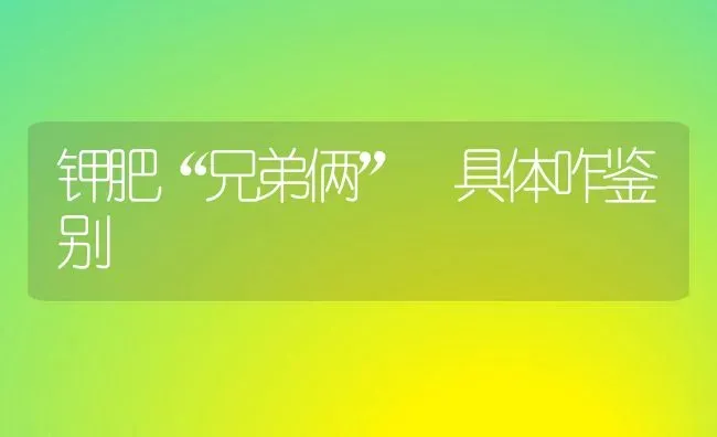 钾肥“兄弟俩” 具体咋鉴别 | 养殖技术大全
