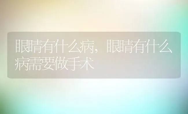 眼睛有什么病,眼睛有什么病需要做手术 | 养殖科普