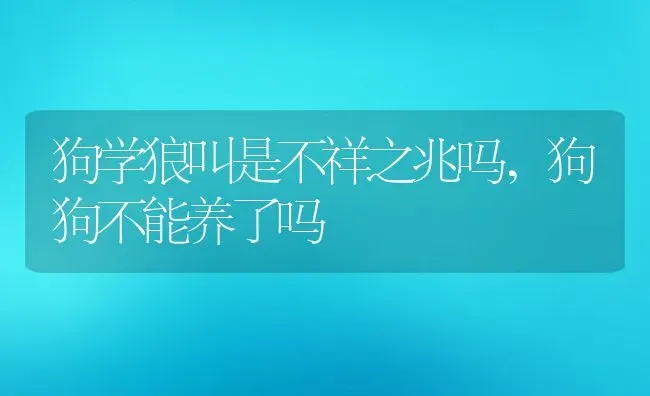 狗学狼叫是不祥之兆吗,狗狗不能养了吗 | 养殖科普