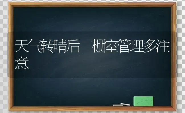 天气转晴后 棚室管理多注意 | 养殖技术大全
