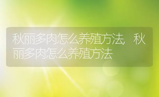 秋丽多肉怎么养殖方法,秋丽多肉怎么养殖方法 | 养殖科普