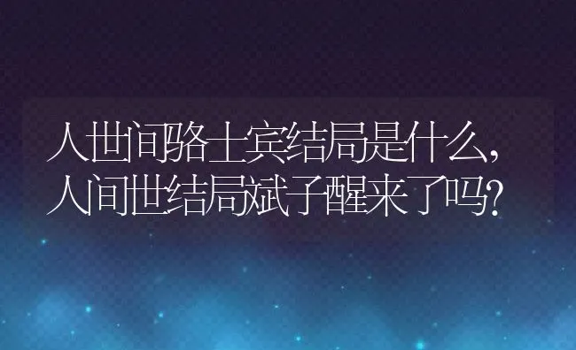 人世间骆士宾结局是什么,人间世结局斌子醒来了吗？ | 养殖科普