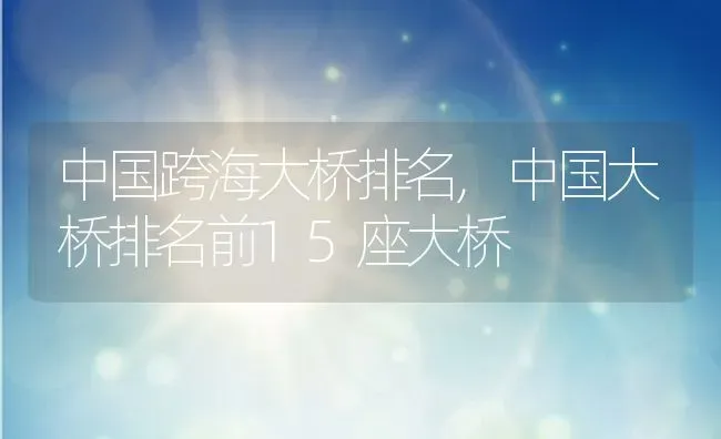 中国跨海大桥排名,中国大桥排名前15座大桥 | 养殖学堂