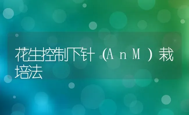 花生控制下针(AnM)栽培法 | 养殖技术大全