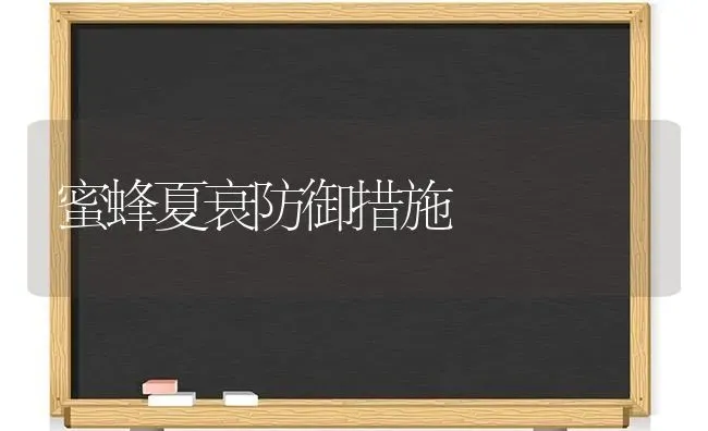 蜜蜂夏衰防御措施 | 养殖知识