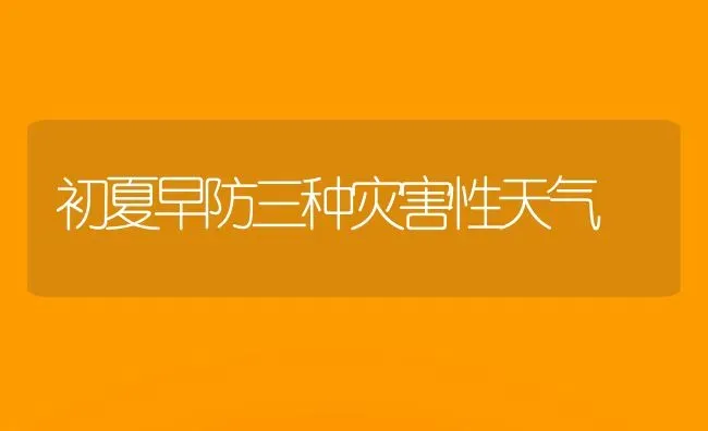 初夏早防三种灾害性天气 | 养殖技术大全