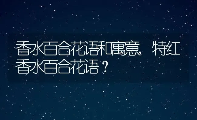 香水百合花语和寓意,特红香水百合花语？ | 养殖科普