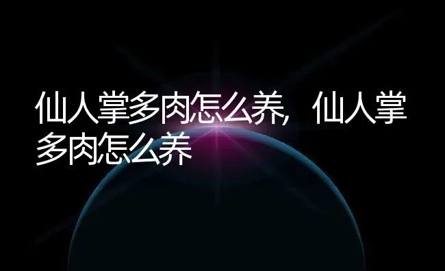 仙人掌多肉怎么养,仙人掌多肉怎么养 | 养殖科普