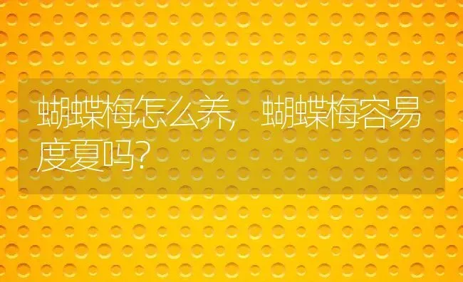 蝴蝶梅怎么养,蝴蝶梅容易度夏吗？ | 养殖科普