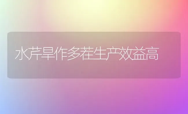 水芹旱作多茬生产效益高 | 养殖知识