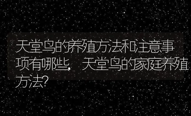 天堂鸟的养殖方法和注意事项有哪些,天堂鸟的家庭养殖方法？ | 养殖科普