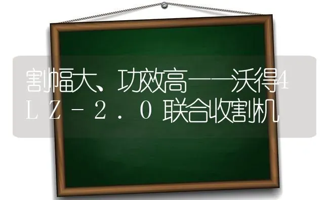 割幅大、功效高——沃得4LZ-2.0联合收割机 | 养殖知识
