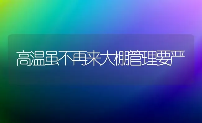 高温虽不再来大棚管理要严 | 养殖技术大全