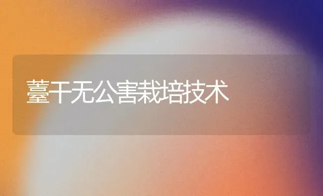 薹干无公害栽培技术 | 养殖技术大全