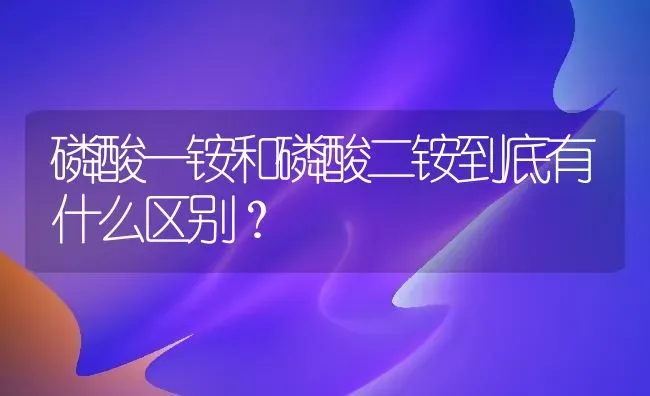 磷酸一铵和磷酸二铵到底有什么区别? | 养殖技术大全