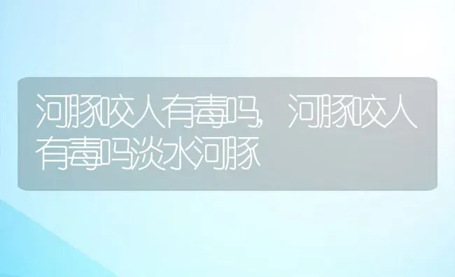 河豚咬人有毒吗,河豚咬人有毒吗淡水河豚 | 养殖资料