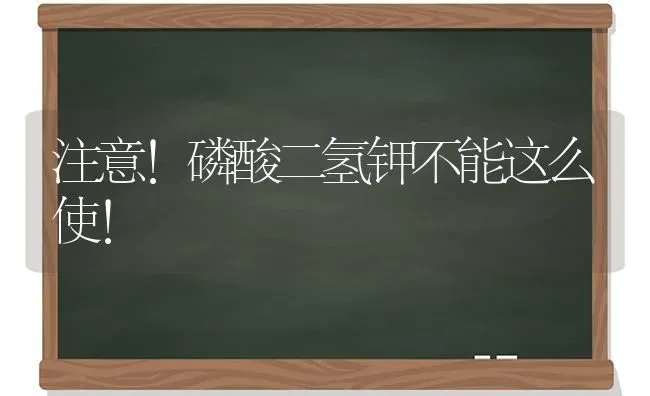 注意！磷酸二氢钾不能这么使！ | 养殖技术大全