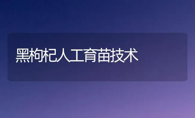 黑枸杞人工育苗技术 | 养殖知识