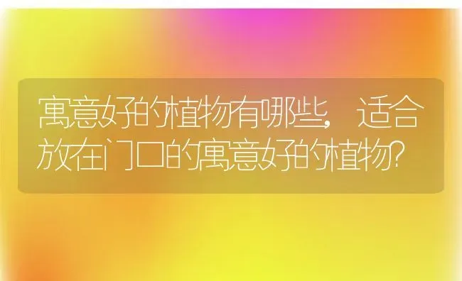 寓意好的植物有哪些,适合放在门口的寓意好的植物？ | 养殖学堂