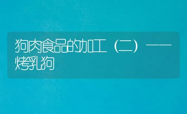 狗肉食品的加工(二)——烤乳狗 | 养殖技术大全