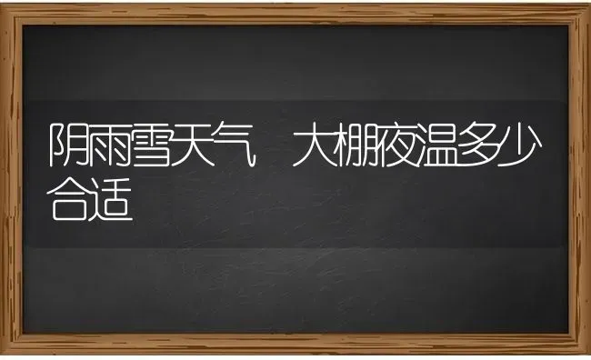 阴雨雪天气 大棚夜温多少合适 | 养殖技术大全