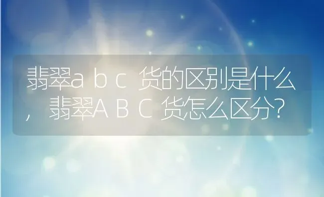 翡翠abc货的区别是什么,翡翠ABC货怎么区分？ | 养殖科普