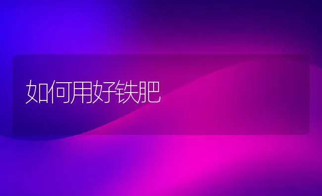 如何用好铁肥 | 养殖技术大全