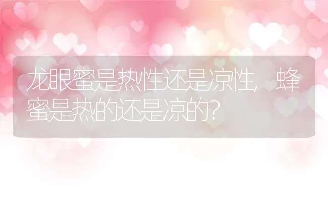 龙眼蜜是热性还是凉性,蜂蜜是热的还是凉的？ | 养殖科普