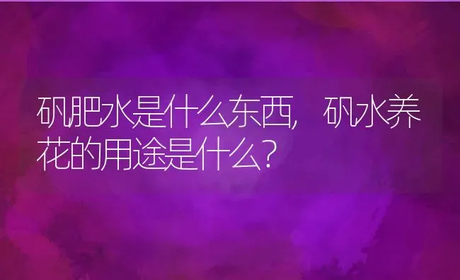 矾肥水是什么东西,矾水养花的用途是什么？ | 养殖科普