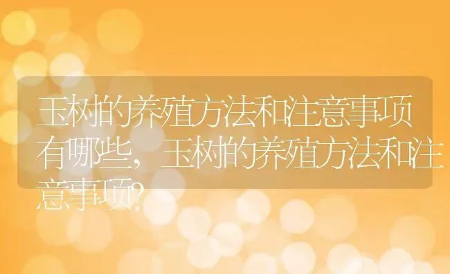 玉树的养殖方法和注意事项有哪些,玉树的养殖方法和注意事项？ | 养殖科普