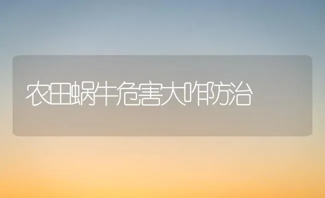 农田蜗牛危害大咋防治 | 养殖技术大全