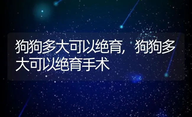 狗狗多大可以绝育,狗狗多大可以绝育手术 | 养殖科普