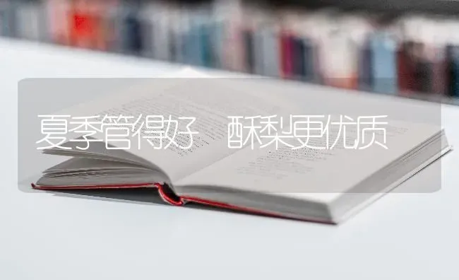 夏季管得好 酥梨更优质 | 养殖技术大全