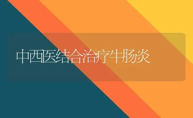 中西医结合治疗牛肠炎 | 养殖技术大全
