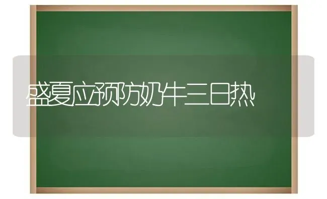 盛夏应预防奶牛三日热 | 养殖知识