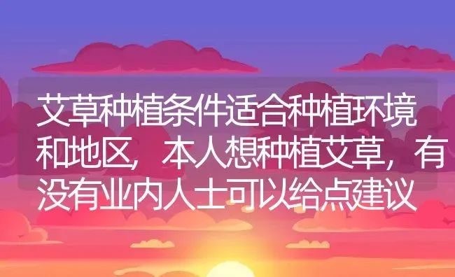 艾草种植条件适合种植环境和地区,本人想种植艾草，有没有业内人士可以给点建议 | 养殖学堂